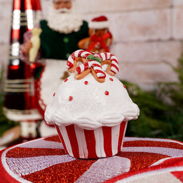 Red White Clay Cupcake Ornament - Christmas Place