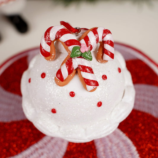 Red White Clay Cupcake Ornament - Christmas Place