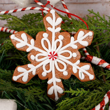 Clay Gingerbread Snowflake Ornament - Christmas Place