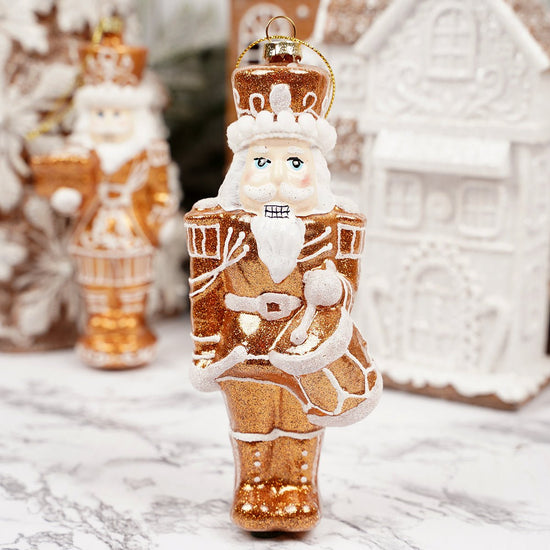Glass Gold Nutcracker Ornament - Christmas Place