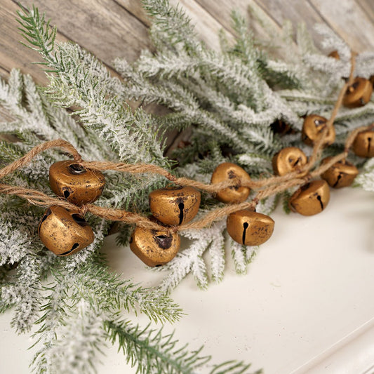 Gold Bell Frosted Christmas Garland Christmas Place