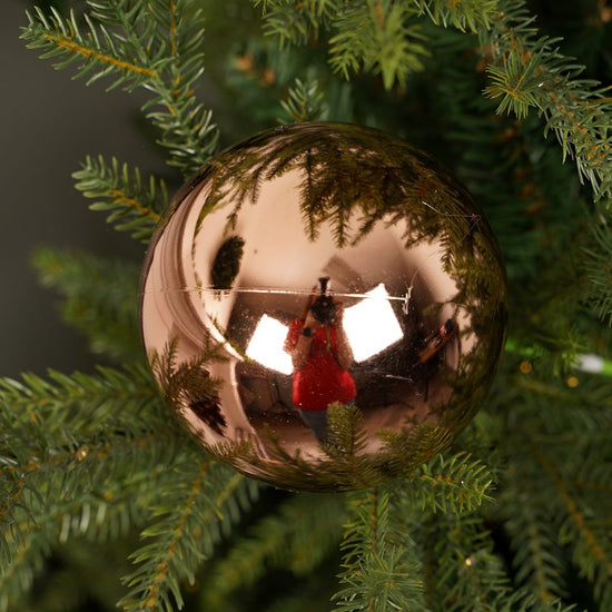 Shiny Gold Large Christmas Ball Ornament on Green Stick - Christmas Place