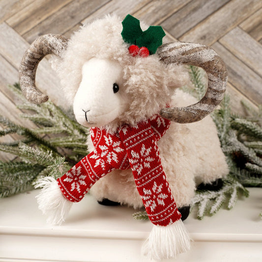 Fabric Christmas Lamb with Scarf Christmas Place