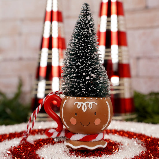 6IN TREE TOP GINGERBREAD CUP ORN - Christmas Place