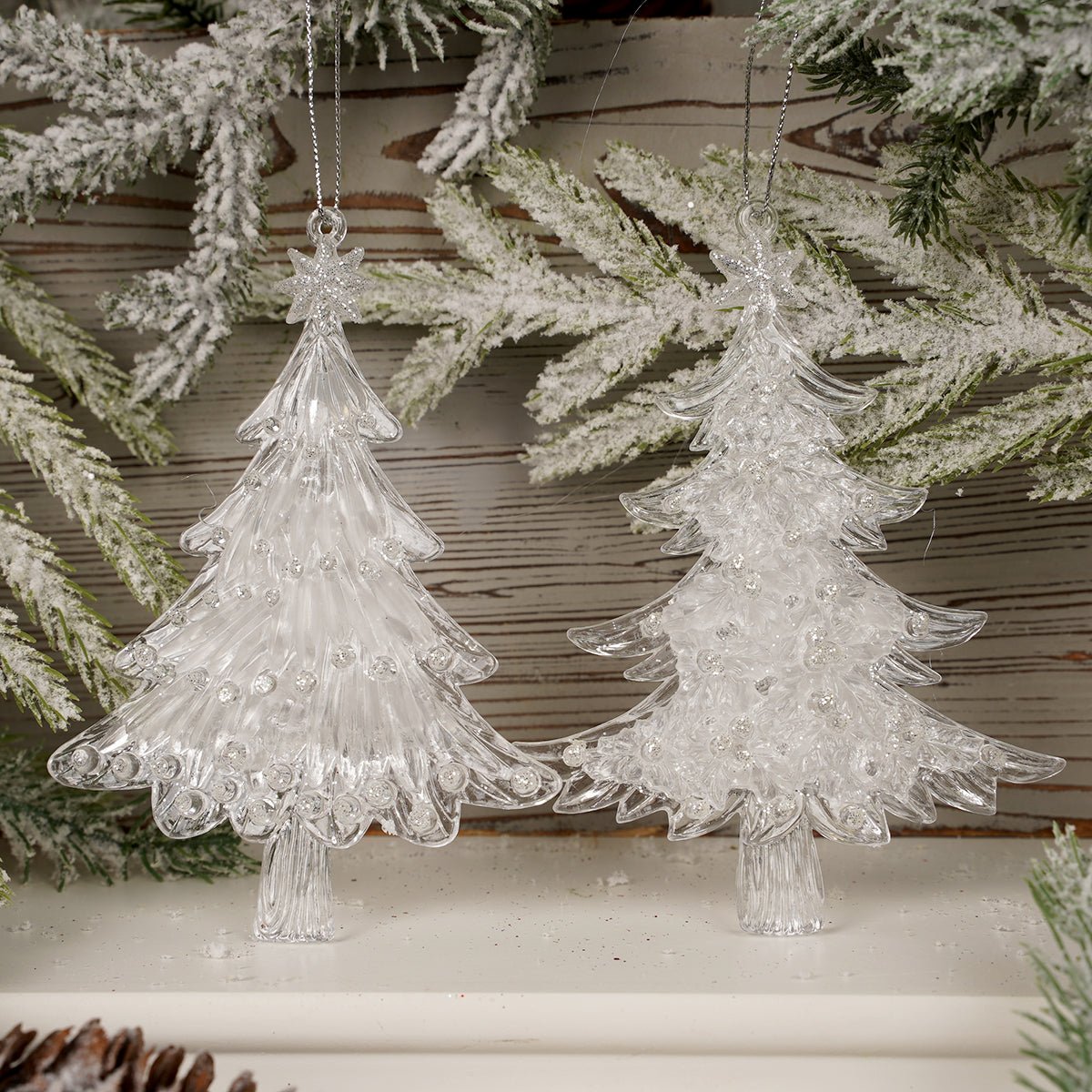 Clear Ice Christmas Tree Ornaments- Christmas Place