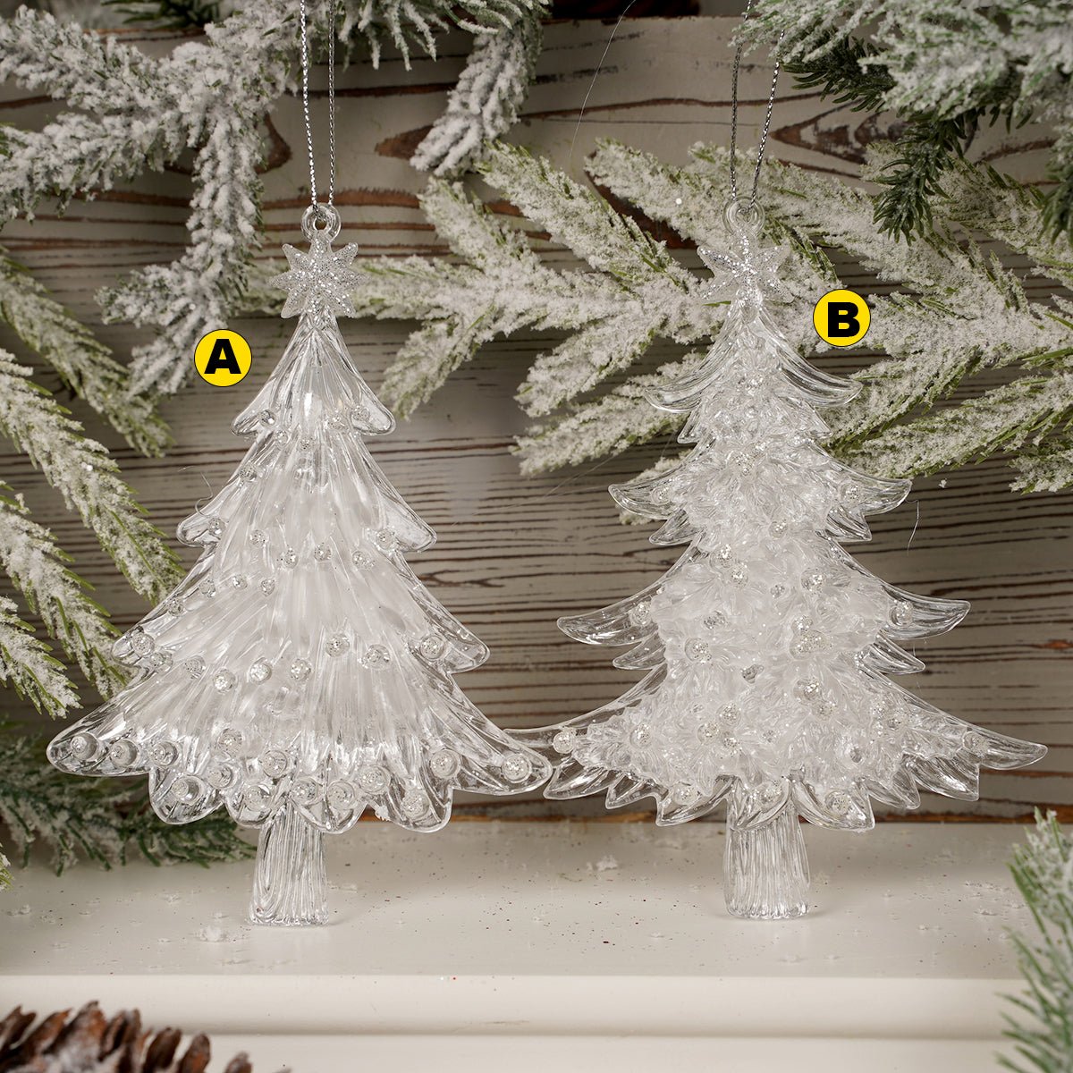 Clear Ice Christmas Tree Ornaments Two Styles Available - Christmas Place
