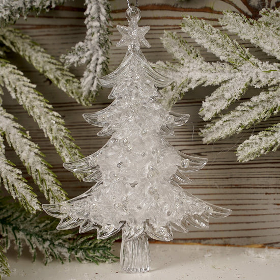 Clear Ice Christmas Tree Ornaments Pine - Christmas Place