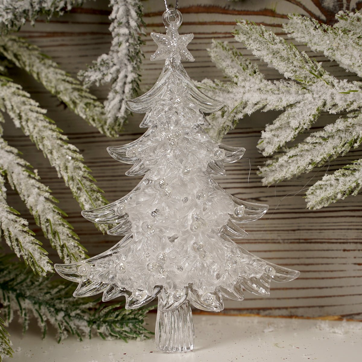 Clear Ice Christmas Tree Ornaments Pine - Christmas Place