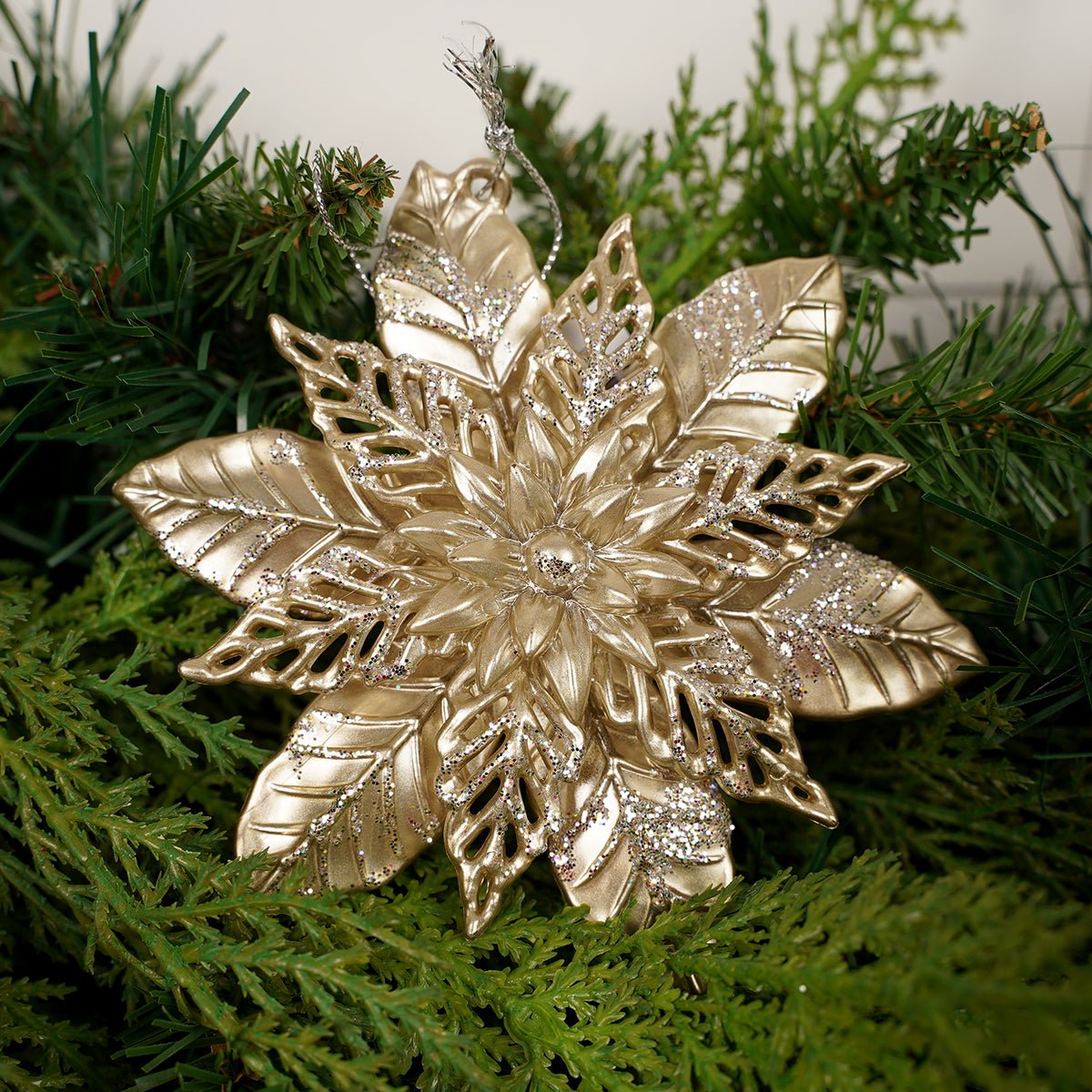 Champagne Poinsettia Ornament - Christmas Place