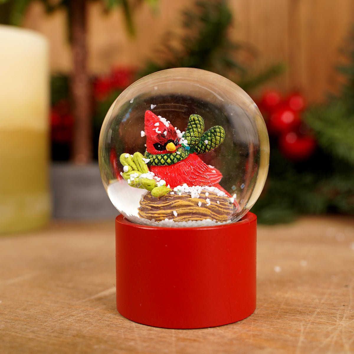 Christmas Cardinal Snow Globe Waterball 3 inches tall Christmas Place