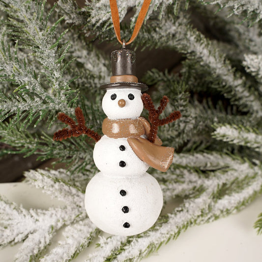 Rustic Snowman Christmas Ornament 3.5 inch height Christmas Place