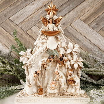 12Inch Cream Gold Nativity