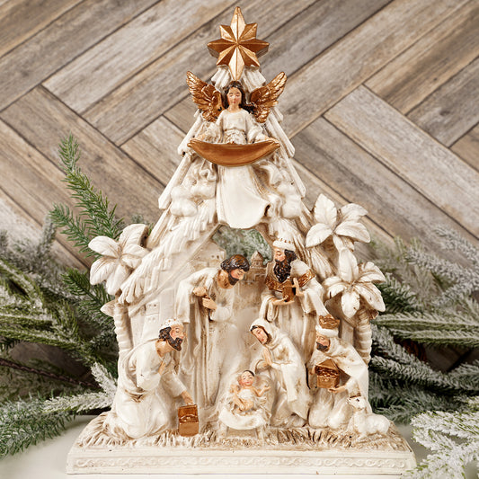12Inch Cream Gold Nativity