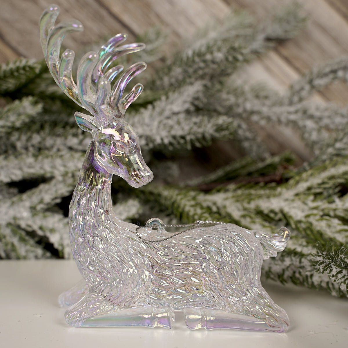 Iridescent Reindeer Christmas Ornament Laying Reindeer - Christmas Place