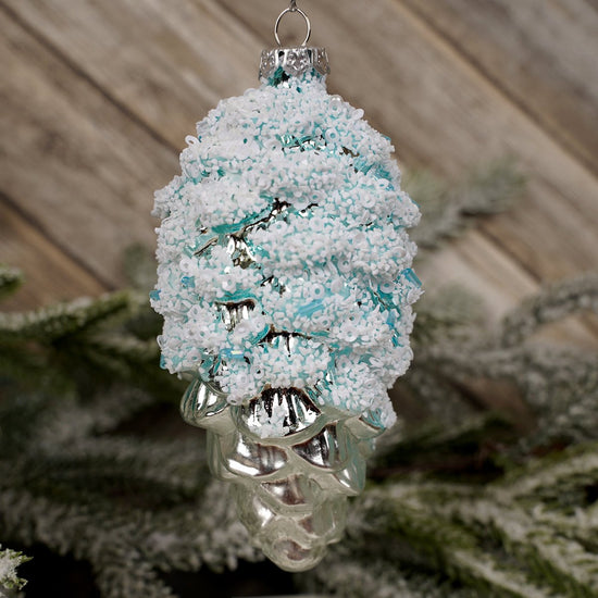 Glass Blue Pinecone Ornament - Christmas Place