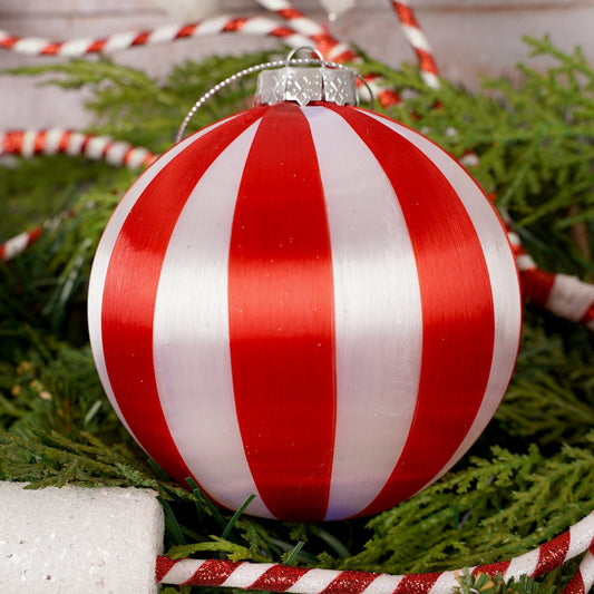 4IN RED WHITE THREAD BALL - Christmas Place
