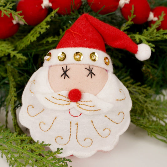 Stuffed Santa Head Ornament - Christmas Place