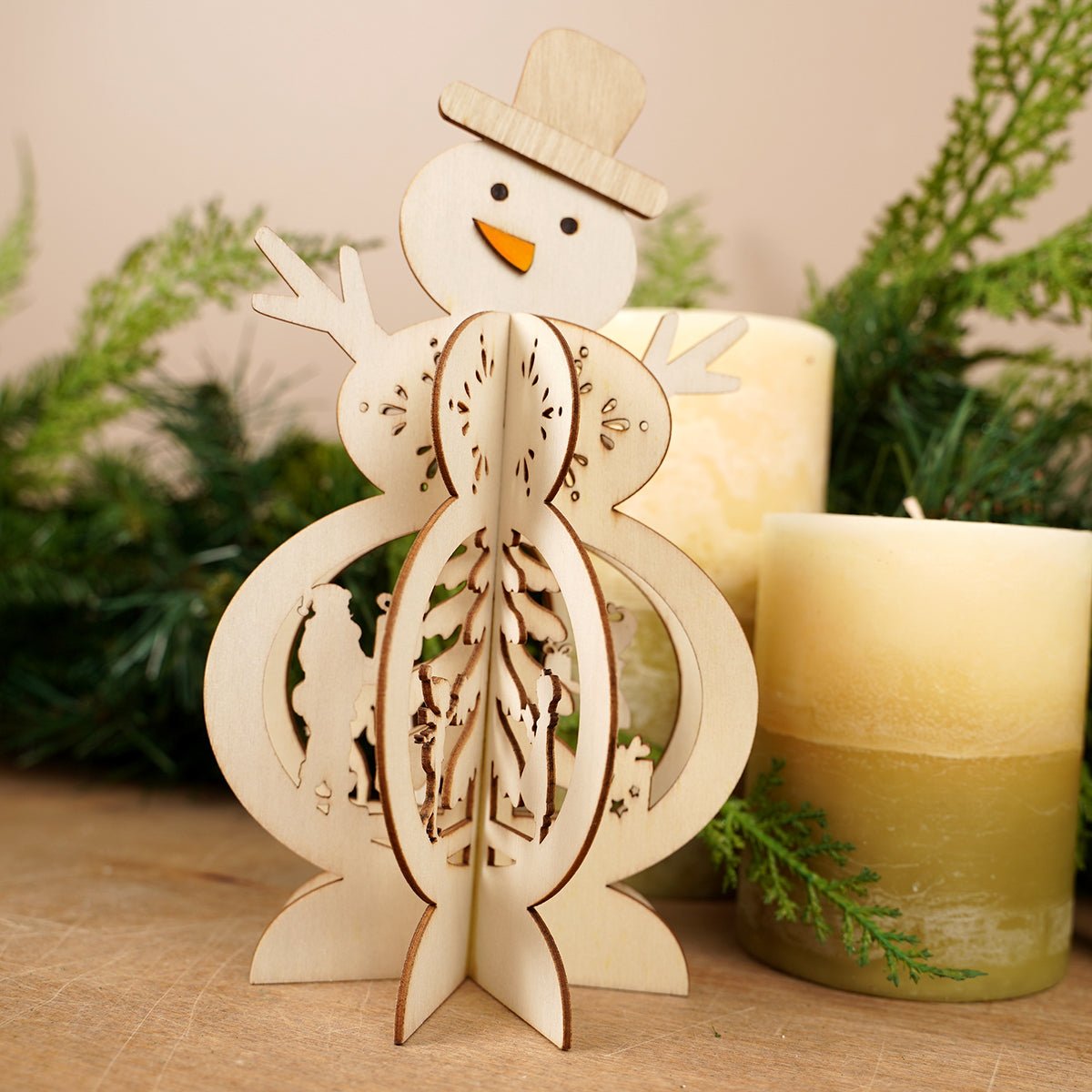 Christmas Wooden Snowman Table Figure - Christmas Place