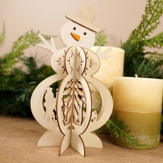 Christmas Wooden Snowman Table Figure - Christmas Place