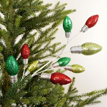 Red Green Glitter Christmas Bulb Spray - Christmas Place