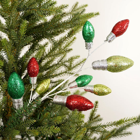 Red Green Glitter Bulb Spray - Christmas Place