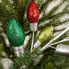 Red Green Glitter Vintage Style Christmas Light Bulbs Red Green Glitter Christmas Bulb Spray - Christmas Place