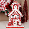10IN LT RED WHITE GINGERBREAD HOUSE - Christmas Place