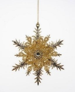 Gold Glitter Snowflake Ornament