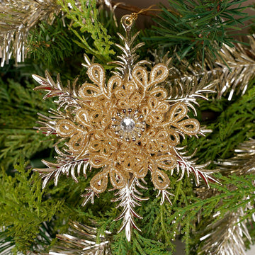 Gold Glitter Snowflake Ornament - Christmas Place
