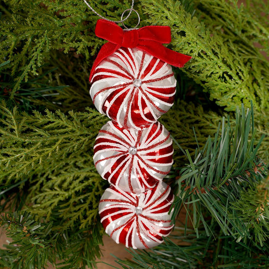 5IN GLASS CANDY STACK ORN - Christmas Place