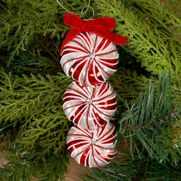 5IN GLASS CANDY STACK ORN - Christmas Place