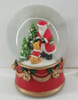 6Inch Santa With Dog Water Ball