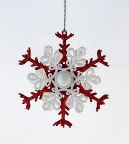 Red White Snowflake Ornament