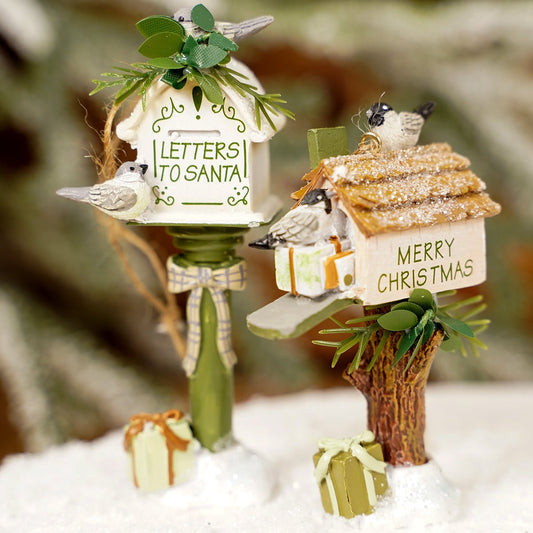 Birdhouse with Stand Christmas Ornament Two Styles Available