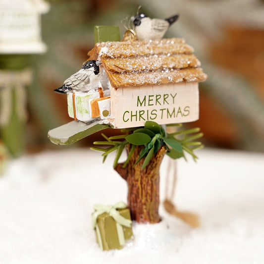 Christmas Place Merry Christmas Birdhouse with Stand Christmas Ornament