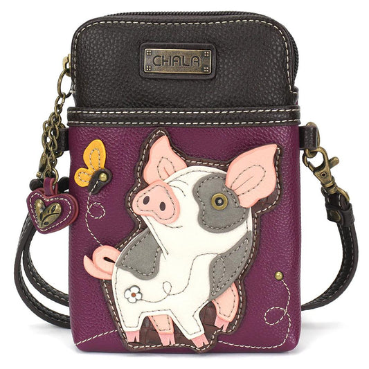 Purple Pink Spotted Pig Cell Crossbody