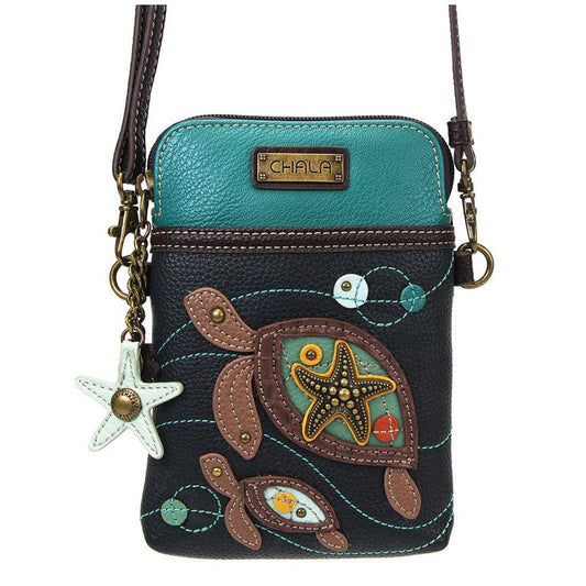 Navy Two Turtle Cell Crossbody