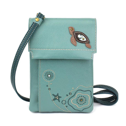 Teal Turtle Two Sided Cell Crossbody