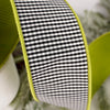 2.5Inch Black White Check Lime Back Ribbon