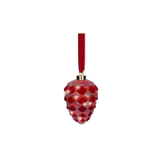 8In Warm White Led Red Pinecone