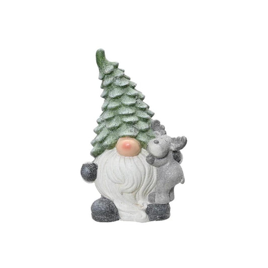 15.4In Grey Tree Gnome With Deer