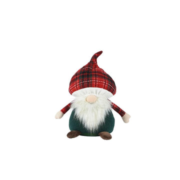 13.4In Red Plaid Hat Gnome