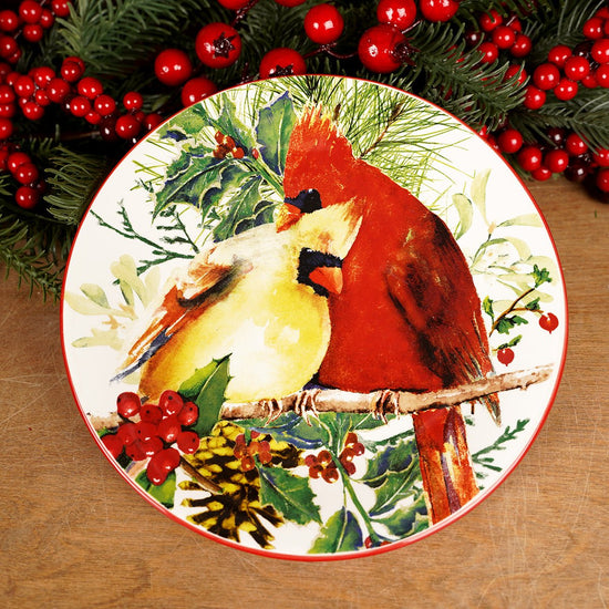 Holiday Cardinal Love Dessert Plate - Christmas Place