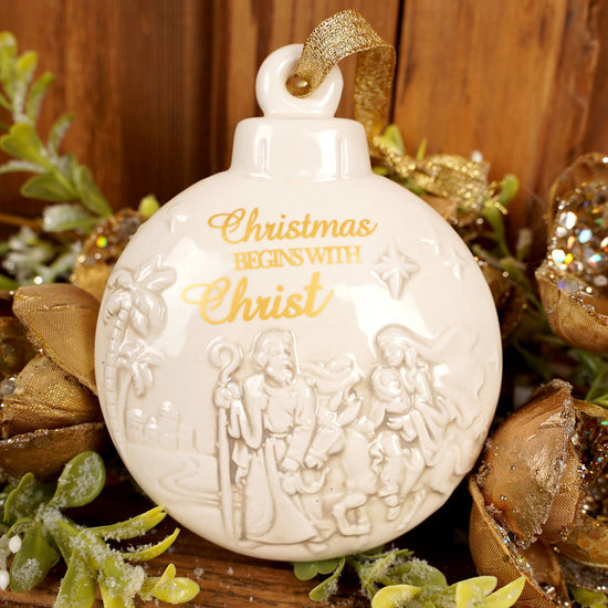 White Porcelain Christ Ornament - Christmas Place