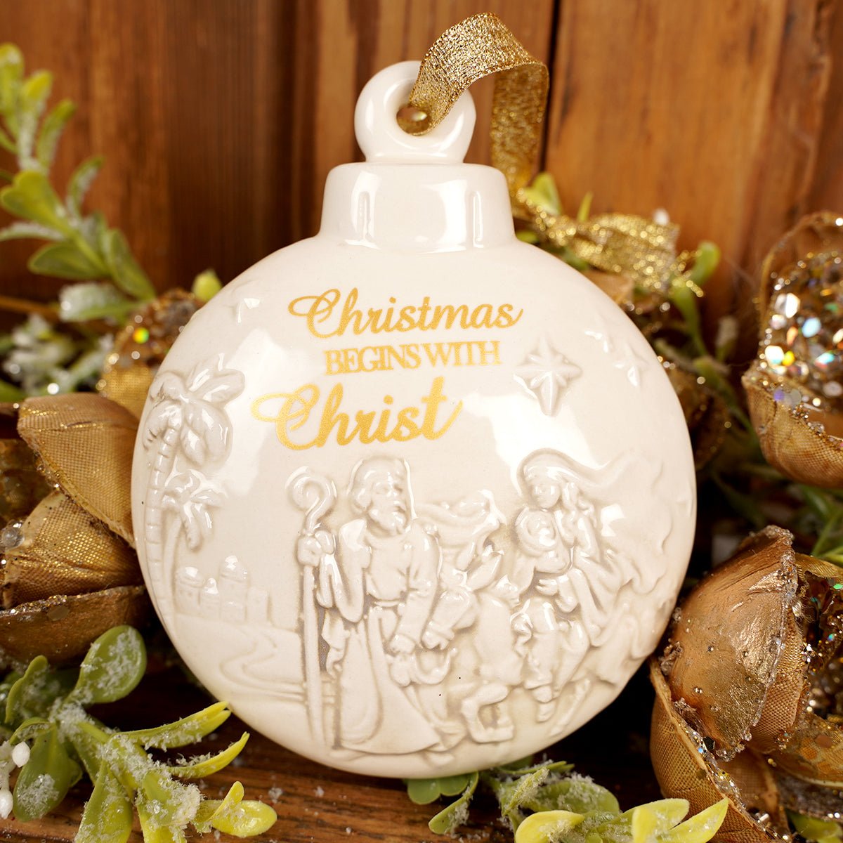 White Porcelain Christ Ornament - Christmas Place