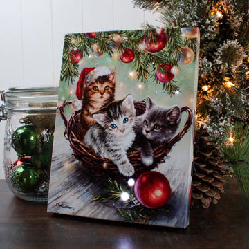 8x6 Christmas Cat Lighted Easel Back