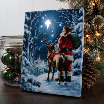 8x6 Starry Night Santa Lighted Easel Back