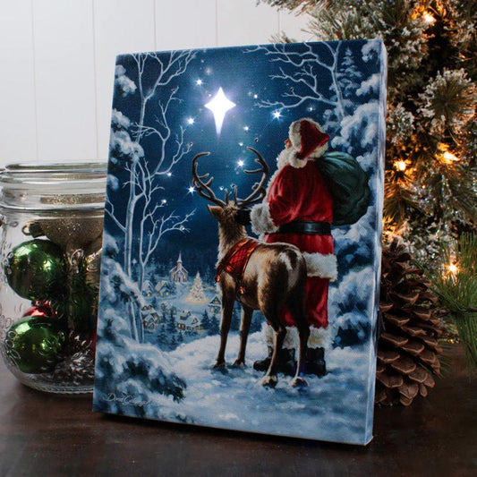8x6 Starry Night Santa Lighted Easel Back