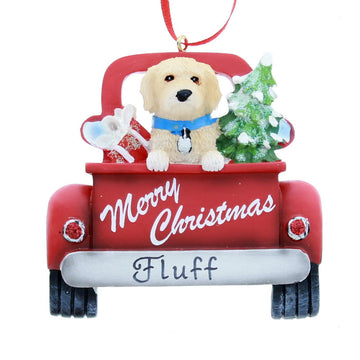 Labradoodle in Back of Truck Ornament