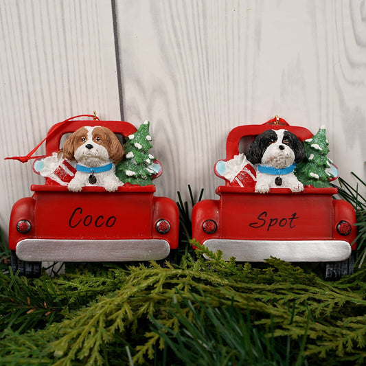 Shih-Tzu in Back of Truck Ornament - Christmas Place
